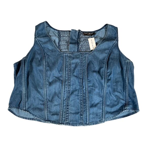 Lane Bryant Size 22 Denim Cropped Corset Tank Top Zip Back Stretch NWT Stretch - Picture 4 of 10